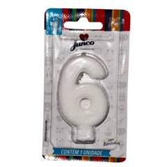 VELA GLITTER BRANCA Nº 6 JUNCO