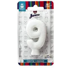 VELA GLITTER BRANCA Nº 9 JUNCO