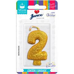 VELA GLITTER OURO Nº 2 JUNCO