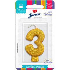 VELA GLITTER OURO Nº 3 JUNCO