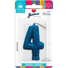 VELA GLITTER AZUL Nº 4 JUNCO