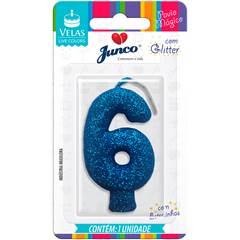 VELA GLITTER AZUL Nº 6 JUNCO