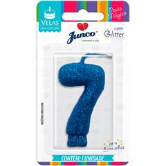 VELA GLITTER AZUL Nº 7 JUNCO