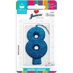 VELA GLITTER AZUL Nº 8 JUNCO