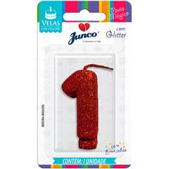VELA GLITTER VERMELHA Nº 1 JUNCO