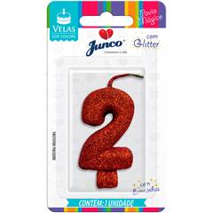 VELA GLITTER VERMELHA Nº 2 JUNCO