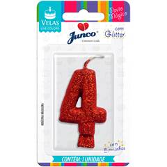 VELA GLITTER VERMELHA Nº 4 JUNCO