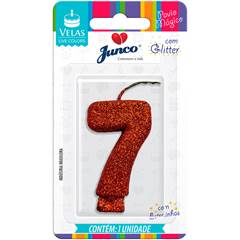 VELA GLITTER VERMELHA Nº 7 JUNCO