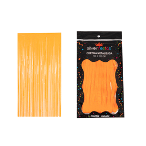 CORTINA DE FRANJA METALIZADA LARANJA 100X200CM SILVER