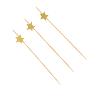 PALITO EM BAMBU ESTRELINHA DOURADA C/20 SILVER