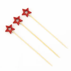 PALITO EM BAMBU NATAL ESTRELA VERMELHA C/20 SI SILVER