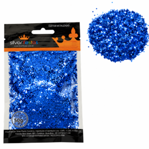 GLITTER METALIZADO 2MM AZUL 50G SILVER
