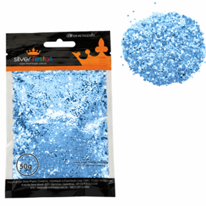 GLITTER METALIZADO 2MM AZUL BEBE 50G SILVER