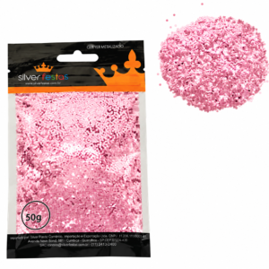 GLITTER METALIZADO 2MM ROSA BEBE 50G SILVER