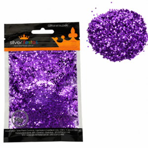GLITTER METALIZADO 2MM ROXO 50G SILVER