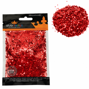 GLITTER METALIZADO 2MM VERMELHO 50G SILVER